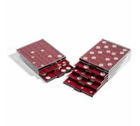 Leuchtturm Coin Box, 30 Compartments, Smoke-coloured, for Collector's Coins in Capsules - Versatile, Expandable, and Stackable