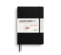LEUCHTTURM1917 2027 A5 Weekly Planner with Notebook Lined - Diary English, 18 Months July 2026 - December 2027, Black, Hard Cover, 210 x 145 mm, Week to View Left + Note Page Right