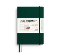 LEUCHTTURM1917 2027 A5 Weekly Planner with Notebook, Lined, Diary English, 18 Months July 2026 - December 2027, Forest Green, Softcover 210 x 145 mm, Week to View Left, Note Page Right