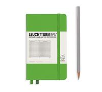 LEUCHTTURM1917 357485 Notebook Pocket (A6), Hardcover, 187 Numbered Pages, Squared, Fresh Green