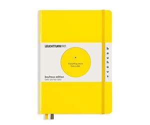 LEUCHTTURM1917 (359620) Notebook Medium (A5), Hardcover, 251 Numbered Pages, Lemon, Dotted, Bauhaus Edition