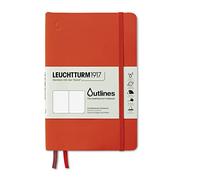 LEUCHTTURM1917 363019 Notebook Paperback (B6+), Outlines, Flexcover, 89 num. Pages, Signal Orange, Dotted