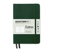 LEUCHTTURM1917 363020 Notebook Paperback (B6+), Outlines, Flexcover, 89 num. Pages, Walden Green, Dotted