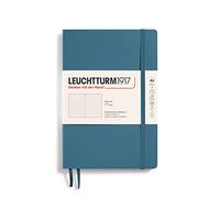 LEUCHTTURM1917 363399 Notebook Medium (A5), Softcover, 123 Numbered Pages, Stone Blue, Dotted