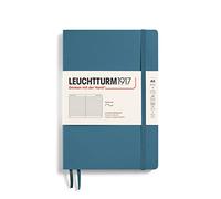 LEUCHTTURM1917 363400 Notebook Medium (A5), Softcover, 123 Numbered Pages, Stone Blue, Ruled