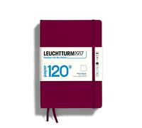 LEUCHTTURM1917 364425 Notebook Medium (A5), Edition 120, Hardcover, 203 Numbered Pages, Port Red, Plain with 120g/sqm Paper