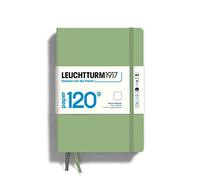 LEUCHTTURM1917 364426 Notebook Medium (A5), Edition 120, Hardcover, 203 Numbered Pages, Sage, Plain with 120g/sqm Paper