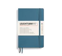 LEUCHTTURM1917 365644 Notebook Paperback (B6+), Softcover, 123 Numbered Pages, Stone Blue, Ruled