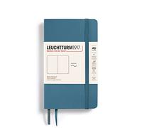 LEUCHTTURM1917 365648 Notebook Pocket (A6), Softcover, 123 Numbered Pages, Stone Blue, Plain