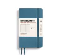 LEUCHTTURM1917 365649 Notebook Pocket (A6), Softcover, 123 Numbered Pages, Stone Blue, Dotted