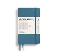 LEUCHTTURM1917 365650 Notebook Pocket (A6), Softcover, 123 Numbered Pages, Stone Blue, Ruled