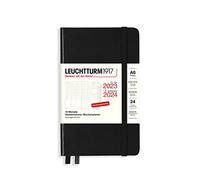 LEUCHTTURM1917 367558 Academic Weekly Planner Pocket (A6) 2024, 18 Months, Black, German