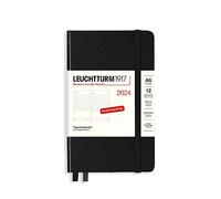 LEUCHTTURM1917 367592 Daily Calendar Pocket (A6) 2024, Black, German, 12 Months
