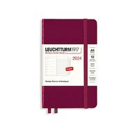 LEUCHTTURM1917 367737 Weekly Calendar & Notebook Pocket (A6) 2024, 12 Months, Port Red, English