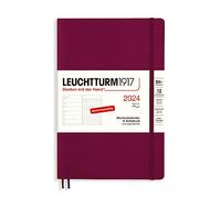 LEUCHTTURM1917 367811 Weekly Calendar & Notebook Paperback (B6+) 2024, Soft Cover, Port Red, German, 12 Months