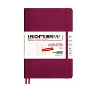 LEUCHTTURM1917 367861 Weekly Calendar & Notebook Softcover Medium (A5) 2024, 18 Months, Port Red, German