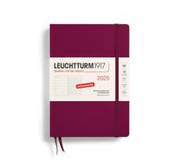 LEUCHTTURM1917 370486 Weekly Calendar & Notebook 2025, Medium A5 Hardcover - 12-Month Planner, 80 g, Lined - Port Red
