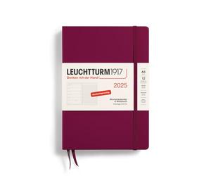LEUCHTTURM1917 370486 Weekly Calendar & Notebook 2025, Medium A5 Hardcover - 12-Month Planner, 80 g, Lined - Port Red