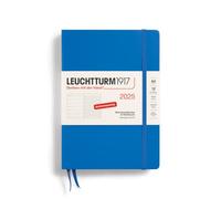 LEUCHTTURM1917 370494 Weekly Calendar & Notebook 2025, Medium A5 Hardcover - 12-Month Planner, 80 g, Lined - Sky