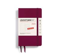 LEUCHTTURM1917 370499 Weekly Calendar & Notebook 2025, Pocket A6 Hardcover - 12-Month Planner, 80 g, Lined - Port Red