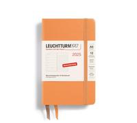 LEUCHTTURM1917 370500 Weekly Calendar & Notebook 2025, Pocket A6 Hardcover - 12-Month Planner, 80 g, Lined - Apricot