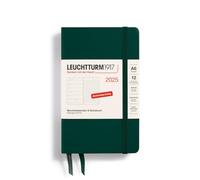 LEUCHTTURM1917 370502 Weekly Calendar & Notebook 2025, Pocket A6 Hardcover - 12-Month Planner, 80 g, Lined - Forest Green