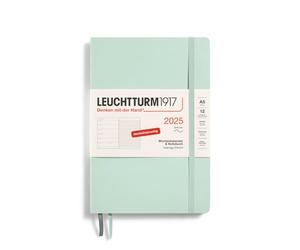LEUCHTTURM1917 370514 Weekly Calendar & Notebook 2025, Medium A5 Softcover - 12-Month Planner, 80 g, Lined - Mint Green
