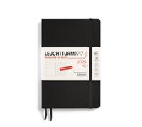 LEUCHTTURM1917 370519 Weekly Calendar & Notebook 2025, Paperback B6+ Softcover - 12-Month Planner, 80 g, Lined - Black
