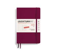 LEUCHTTURM1917 370521 Weekly Calendar & Notebook 2025, Paperback B6+ Softcover - 12-Month Planner, 80 g, Lined - Port Red