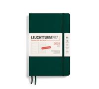 LEUCHTTURM1917 370524 Weekly Calendar & Notebook 2025, Paperback B6+ Softcover - 12-Month Planner, 80 g, Lined - Forest Green