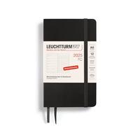 LEUCHTTURM1917 370527 Weekly Calendar & Notebook 2025, Pocket A6 Softcover - 12-Month Planner, 80 g, Lined - Black