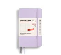 LEUCHTTURM1917 370528 Weekly Calendar & Notebook 2025, Pocket A6 Softcover - 12-Month Planner, 80 g, Lined - Lilac