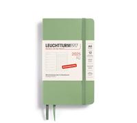 LEUCHTTURM1917 370531 Weekly Calendar & Notebook 2025, Pocket A6 Softcover - 12-Month Planner, 80 g, Lined - Sage