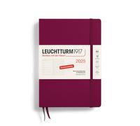 LEUCHTTURM1917 370537 Weekly Calendar & Notebook Dotted Medium (A5) 2025, Port Red, German