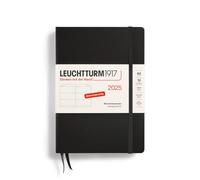 LEUCHTTURM1917 370541 Weekly Planner 2025, Medium A5 Hardcover - 12 Month Planner, 80 g, Lined - Black