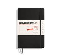 LEUCHTTURM1917 370563 Weekly Planner 2025, Medium A5 Softcover - 12-Month Planner, 80 g, Lined - Black