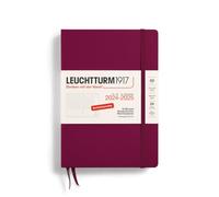 LEUCHTTURM1917 370634 Academic Weekly Planner 2025, Medium A5 Hardcover - 18 Month Calendar, 80 g, Ruled - Port Red