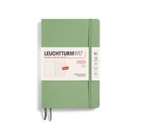 LEUCHTTURM1917 370656 Weekly Calendar & Notebook 2025, Paperback B6+ Softcover - 12-Month Planner, Lined - Sage, English