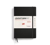 LEUCHTTURM1917 370660 Weekly Calendar & Notebook 2025, Medium A5 Hardcover - 12-Month Planner, Dotted - Black, English