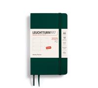 LEUCHTTURM1917 370685 Weekly Planner 2025, Pocket A6 Softcover - 12-Month Planner, Lined - Forest Green, English