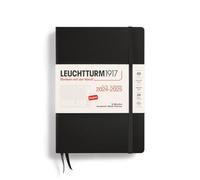LEUCHTTURM1917 370724 Academic Weekly Planner 2025, Medium A5 Hardcover - 18 Month Calendar, Lined - Black, English