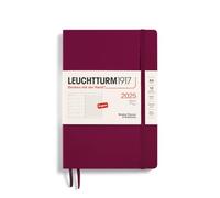 LEUCHTTURM1917 370749 Weekly Calendar & Notebook 2025, Medium A5 Softcover - 12-Month Planner, Lined - Port Red, English