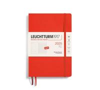 LEUCHTTURM1917 370750 Weekly Calendar & Notebook 2025, Medium A5 Softcover - 12-Month Planner, Lined - Lobster, English