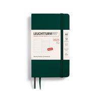 LEUCHTTURM1917 370765 Weekly Calendar & Notebook Pocket (A6) 2025, Soft Cover, Forest Green, English