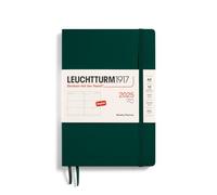 LEUCHTTURM1917 370789 Weekly Planner 2025, Medium A5 Softcover, 12 Month Planner, Lined - Forest Green, English