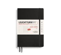 LEUCHTTURM1917 370808 Weekly Calendar & Notebook 2025, Medium A5 Softcover - 18-Month Planner, Lined - Black, English