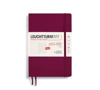 LEUCHTTURM1917 370810 Weekly Calendar & Notebook 2025, Medium A5 Softcover - 18-Month Planner, Lined - Port Red, English