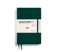 LEUCHTTURM1917 371017 Weekly Planner 2025, Paperback B6+ Hardcover - 12-Month Planner, Lined - Forest Green, English