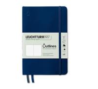 LEUCHTTURM1917 372386 Notebook Paperback (B6+), Outlines, Flexcover, 89 Numbered Pages, Navy Blue, Dotted