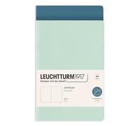 LEUCHTTURM1917 372388 Jottbook (A5), with Flex Cover, Double Pack, Mint Green and Stone Blue, Plain